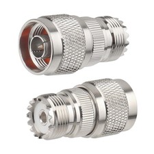 MOOKEERF 2 Pack N Male to UHF Female SO-239 Connector Adapter N Small, Silver