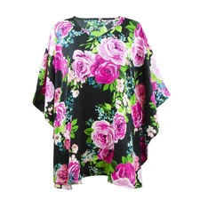 The Skyline Collection Women's Radiant Tunic Top in Black/Pink Floral Print, M