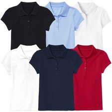 Girl's Short Sleeve Stretch Pique Polo Shirts School Uniform 5 - PACK (4-20) NEW