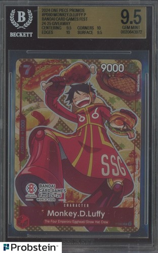 2024 One Piece Promos #P080 Monkey D. Luffy BCGF 24-25 Giveaway BGS 9.5 GEM MINT
