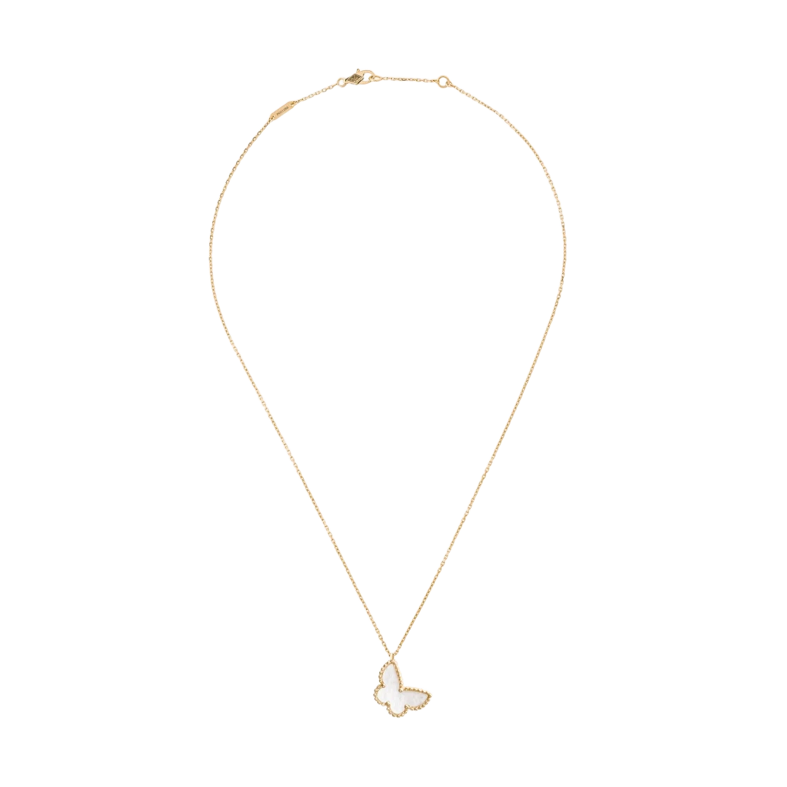 (W) Van Cleef & Arpels Sweet Alhambra Butterfly Pendant Yellow G Mother of Pe