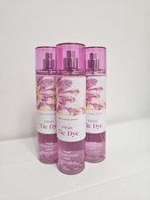 3pc Bath Body Works Pink Tie Dye Fine Fragrance Mist Spray 8 oz