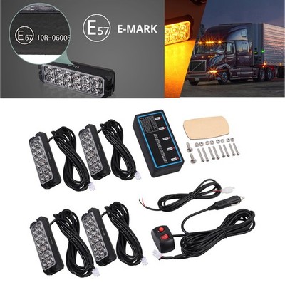 4x Frontblitzer 12LED Blitzlicht Warnleuchte Strobe Licht 12/24V KFZ LKW PKW