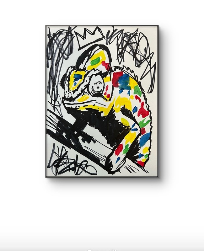 Original Abstract Chameleon Painting 9x12 paper Modern Wall Art Home Decor New