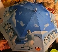 Happy Feet warner brothers penguin kids umbrella nwt NOS 2006 BLUE