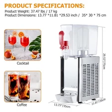 2.64Gal Commercial Beverage Dispenser Cold Drink Machine with Ice Bath for Tea J