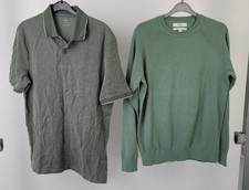 M&S Men's Sage PureCotton Jumper SIZE S & Regular Fit Polo Shirt 2xPcs NEW F2