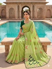 NEW SAREE BLOUSE NEW SARI INDIAN WEDDING DESIGNER BOLLYWOOD PAKISTANI PARTY WEAR