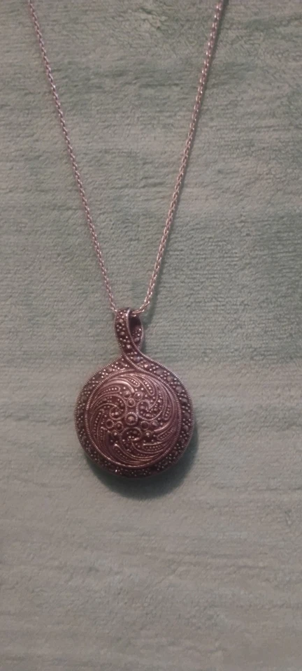 Collar colgante vintage, Judith Jack, plata de ley, cúpula 925, en cadena 925, Foto 4 de 4