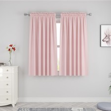 Upopo Pink Curtains Linen Textured Privacy Curtains 63 Inches Long Kitch...