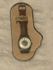 Harley Davidson 1995 Vintage Leather Brown  Band Analogue Watch w/ Box -Working