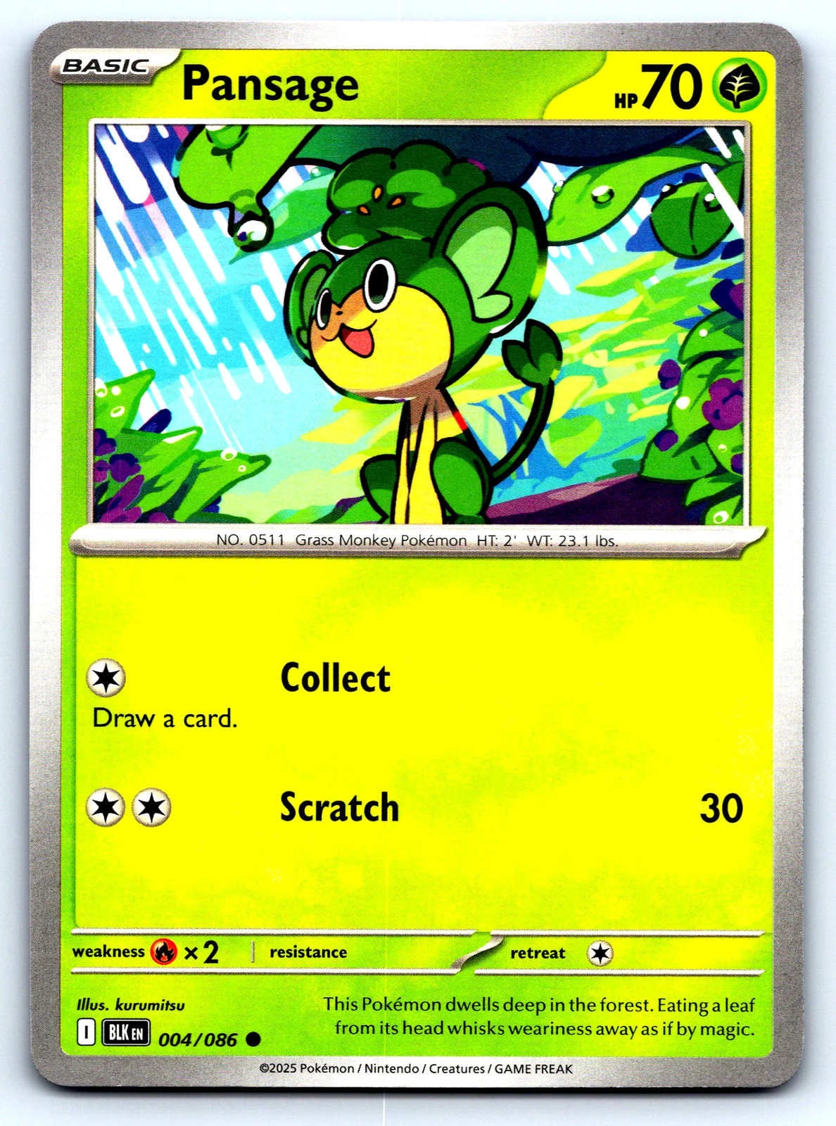 Pansage Black Bolt #4 Normal NM Pokemon Card
