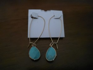Authentic Turquoise Gold Plated Drop Earrings From Leopard Boutique Collection
