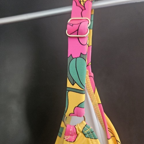 NWT BETSEY JOHNSON Wrap Dress Style Swimsuit Bathing Suit Pink Yellow Floral M - 第 5/9 張圖片