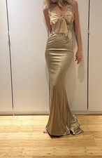 Dolce & Gabbana Silk & Lace Beige Gown With Bow Detail SZ IT 40