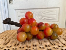 Vintage MCM Orange/Green Italian Alabaster Stone Large Grape Cluster Sculpture