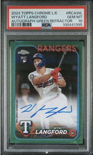 Wyatt Langford #RCA-WL 2024 Topps Chrome Logofractor MLB Refractor Autograph card