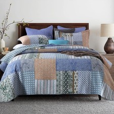 Cotton Bedspread Quilt Sets Reversible Bedding Coverlet Sets Comforter Vintage