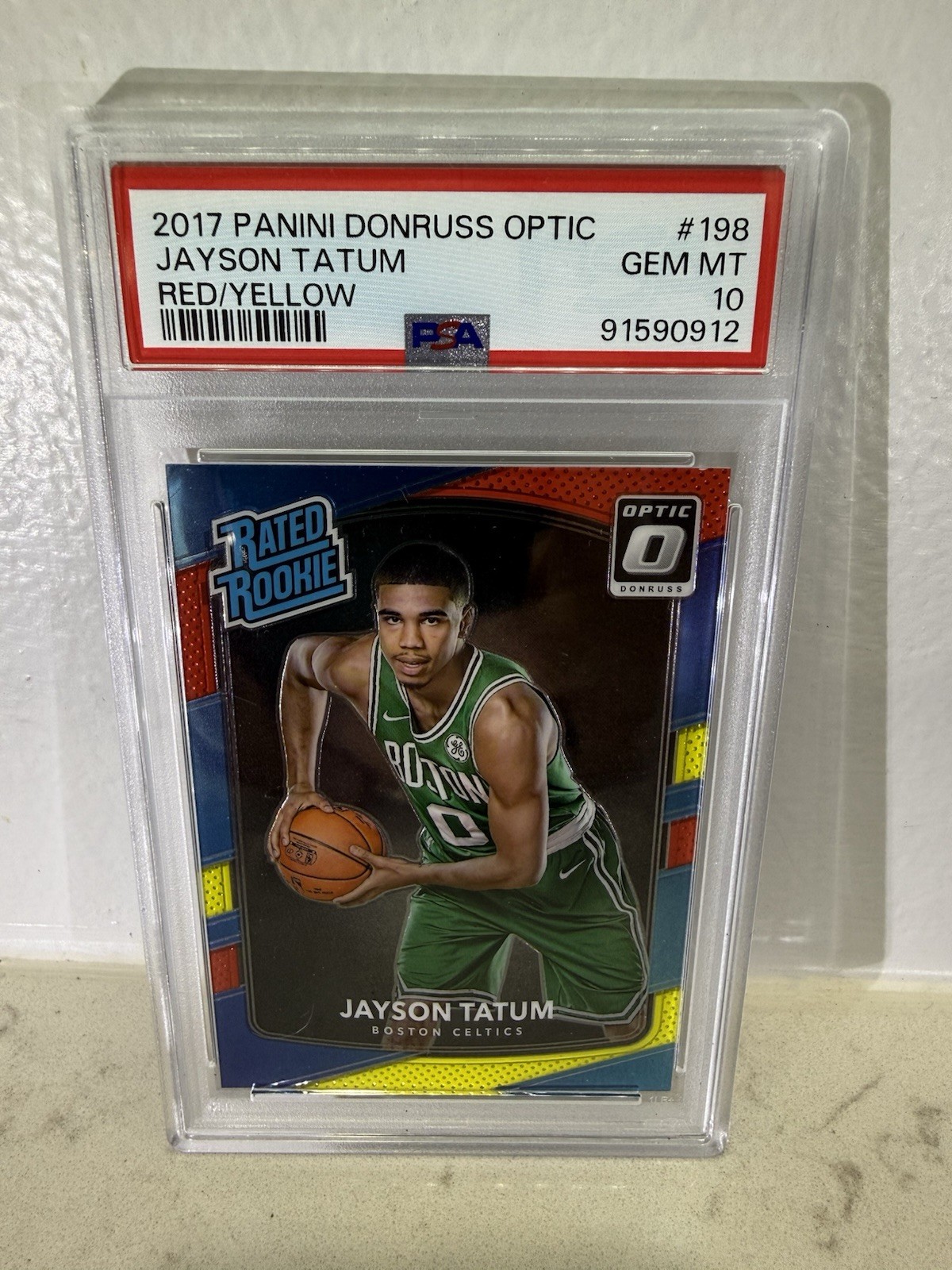Panini Donruss Optic 2017-18 Jayson Tatum Rated Rookie RC Red/Yellow #198 PSA 10