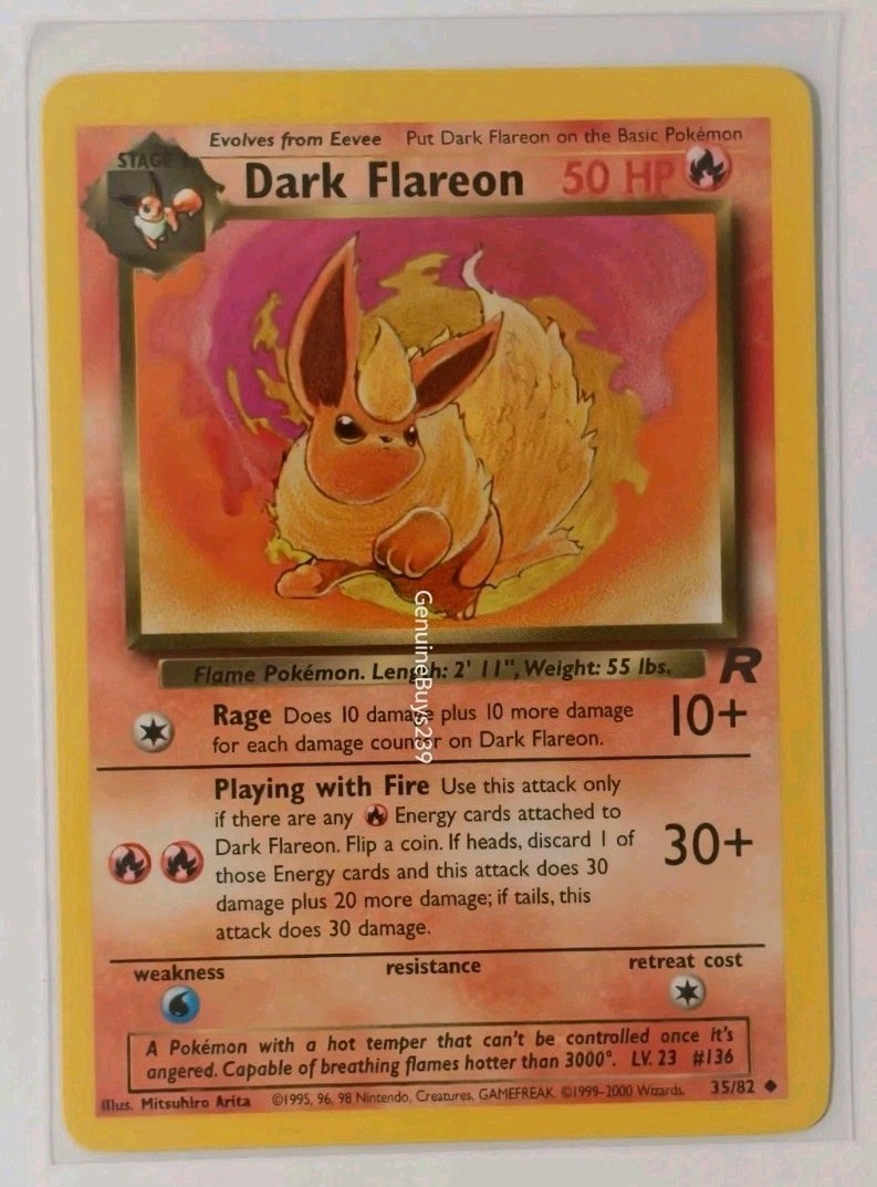 Dark Flareon 35/82 Team Rocket Pokemon Card English 1999
