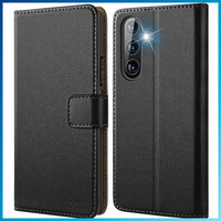 HandyhüLle Samsung Galaxy A54 5G Leder Klappbar Mit Kartenfach Schwarz