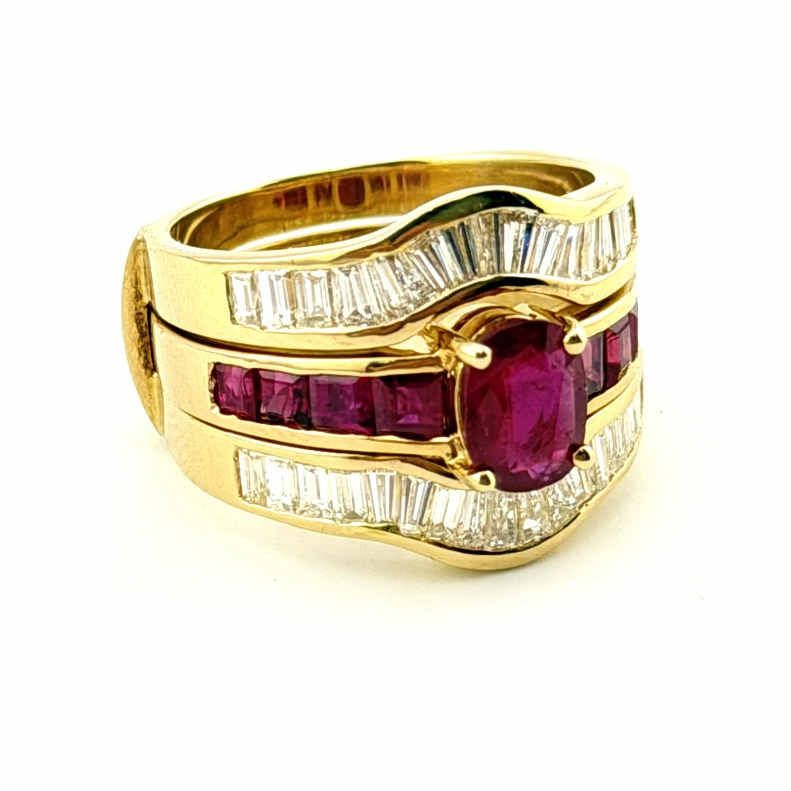 DIAMOND/SAPPHIRE/RUBY INTERCHANGING RING - 14K YE… - image 3