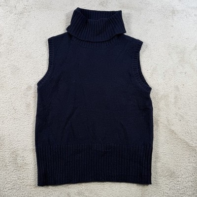 Veronica Beard Sweater Vest Womens Small Navy 100% Cashmere Turtleneck Tank