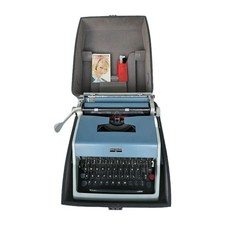 Vintage 1960s Olivetti Underwood 21 Blue Portable Typewriter in case. N.Mint.   thumbnail