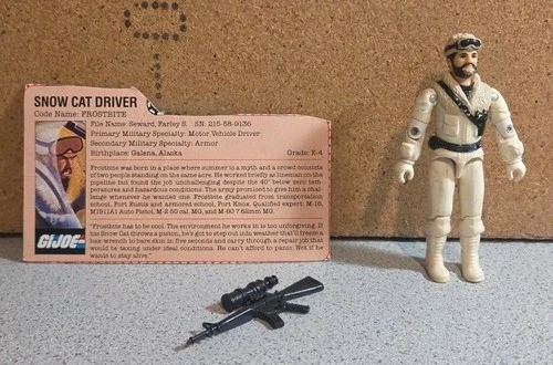 G.I. Joe Vintage 1985 Frostbite & File Card Complete ARAH Hasbro Snow Cat Driver