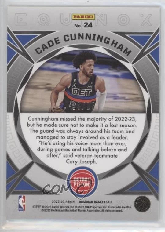 2022 Panini Obsidian Equinox Electric Etch Green Flood /25 Cade Cunningham #24 - Image 2 of 2
