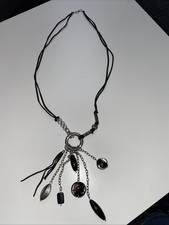 Modeschmuck Kette lang schwarz/silberfarben