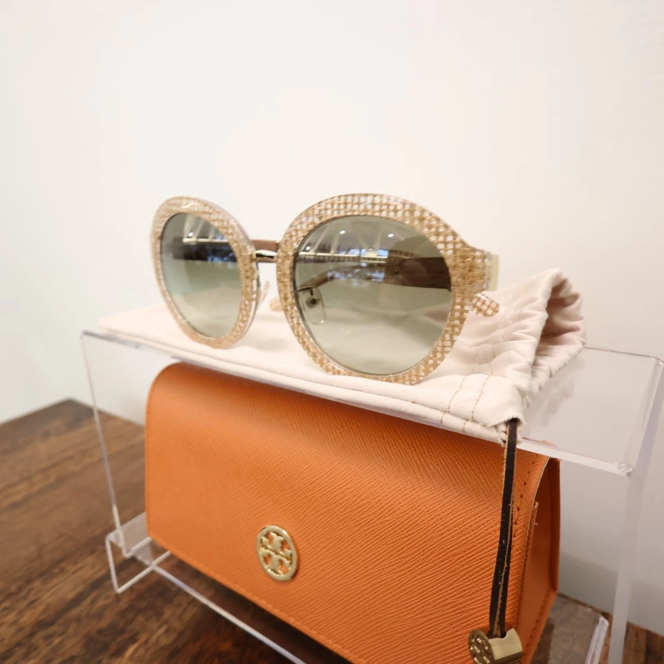 Gafas de sol Tory Burch montura redonda beige patrón a cuadros TY7128-17388E-5421 140mm Foto 2 de 4