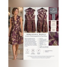 Adrianna Papell Metallic Gold Floral Jacquard Fit Flare Dress