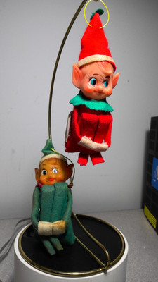 2 Vintage Elf/ Pixie Knee Huggers Red & Green Felt-Japan Pointy Ears