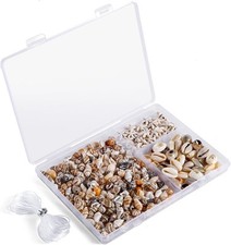 300 PCS Shell  Starfish Beads Kit   with Heart Beads  Elastic for Jewelry DIY