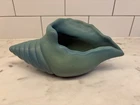 VTG VAN BRIGGLE ART POTTERY MATTE TURQUOISE / MING BLUE CONCH SHELL PLANTER VASE