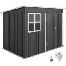 Outsunny 8.5 x 6ft Galvanised Steel Garden Shed with Foundation Kit, Grey