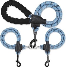 Double Dog Leash for Two Dogs - Detachable 360  Swivel, No L/40-150 ibs, Blue