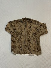 Morgan Creek AOP Deer Camo Long Sleeve Button Up Brown Shirt Mens Large/L