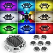 8Pack Aluminum Alloy Solar Driveway Lights, IP68 Solar Deck Light Marine Dock.