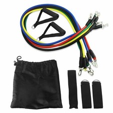 Resistance Bands 11 PCS Set Yoga Pilates Abs Exercise Fitness Tube Workout Bands