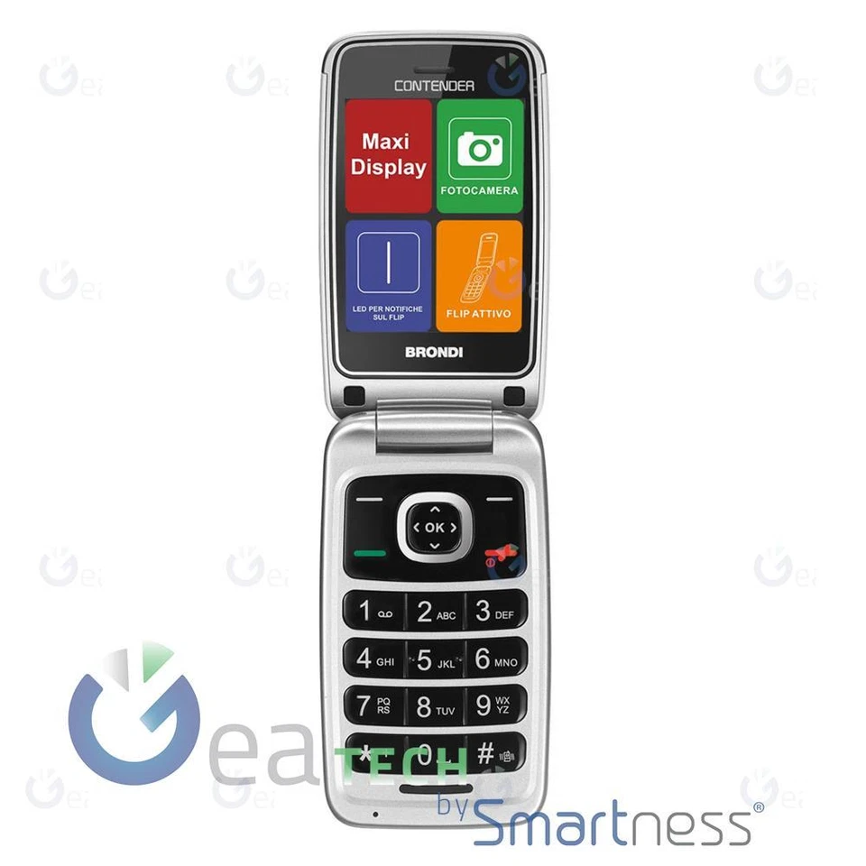BRONDI CONTENDER TELEFONO CELLULARE DISPLAY 3" DUAL SIM FLIP ATTIVO | BIANCO - Immagine 2 di 3