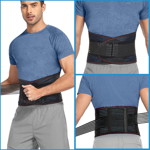 Back Support Brace Lower Back Pain with 4 Stays Belt Relief Breathable Air Mesh - Picture 4 of 28