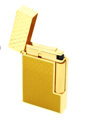 決まりました。値下げします。Dupont S.T Dupont Line 2 Perfect Ping Lighter Yellow & Gold Dragon