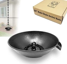 U-nitt 10" Anchoring Basin/Bowl/Dish for Gutter Rain Chain, Spill Bowl