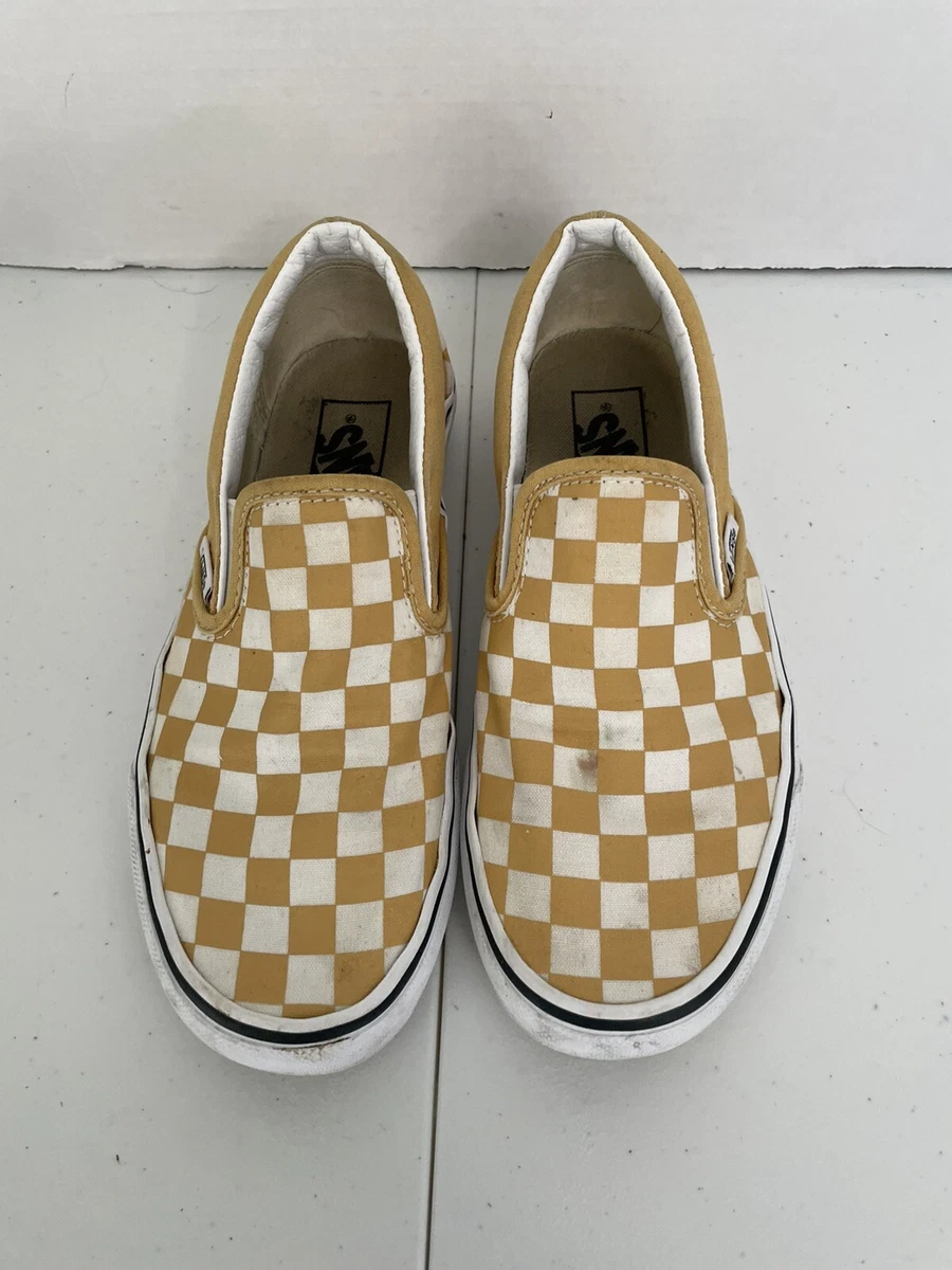 Mustard Yellow Checkerboard Vans Checkered Slip On Classic Men’s 4 Women’s  5.5