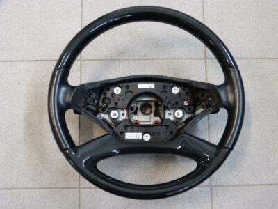 Mercedes Benz CL C216 W216 S Class W221 Leather Steering Wheel Decor Black