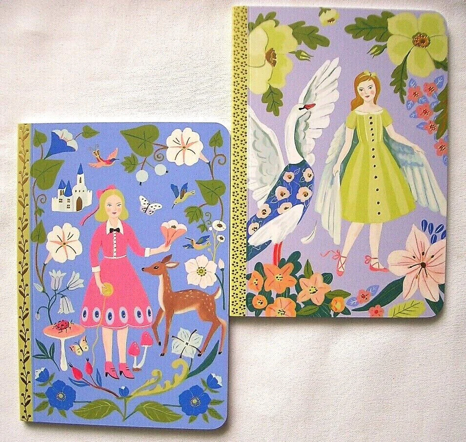 DJECO*Notizheft*Notizbuch*DIN A6*Metalleffekt*Mädchen&Schwan/Reh*liniert/blanco