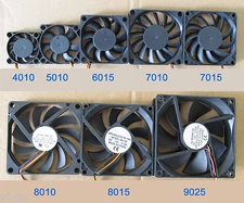 Lot of 1pc Brushless DC Cooling fans 3pin 5V 12V 24V multi Sizes 4010 to 9025