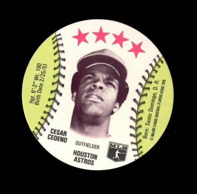 1976 MSA Blank Back Discs CESAR CEDENO Houston Astros MINT